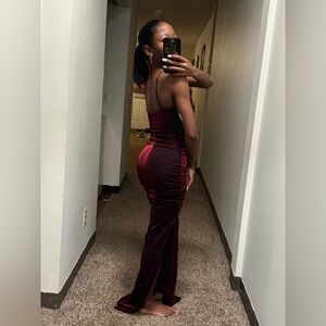 Emerald Sundae Burgundy Backless Dress